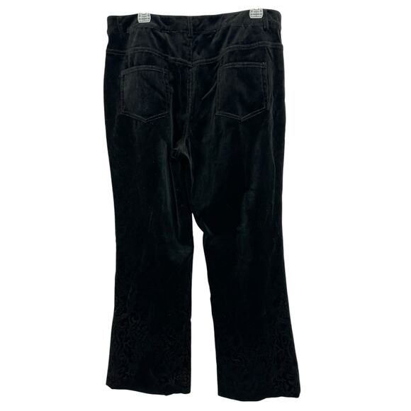 2/$30 Dana Buchman Velvet Pants Black High Waist Bootcut Burnout Flare Size 12 - Picture 5 of 10